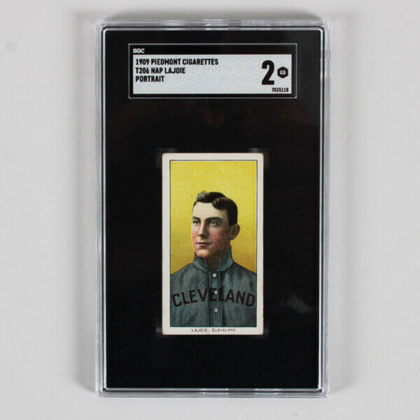 1909 Piedmont Cigarettes T206 Nap Lajoie Graded Card Portrait - SGC 2
