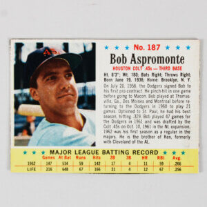 1963 Post Cereal #187 Bob Aspromonte Houston Colt 45s Rare SP