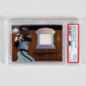 2005 U.D. Hall of Fame Reggie Jackson Graded Card #EERJ3 E/E AUTO Mat-Rainbow 1/1 - PSA 6