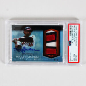 2018 Topps Dynasty Reggie Jackson Graded Card #RJX1 AUTO Patch Blue 4/5 - PSA 8