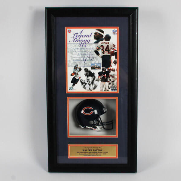 Walter Payton Signed Photo Display - COA Player Hologram