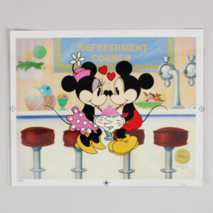 Soda Shop Sweet Hearts Cel Mickey & Minnie Mouse 1999 Disney Sericel - COA