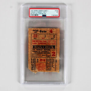 1937 World Series Game 2 Graded Ticket Yankees - 8 Giants -1 Oct. 7 Red Ruffing - Cliff Melton Stub - PSA 1