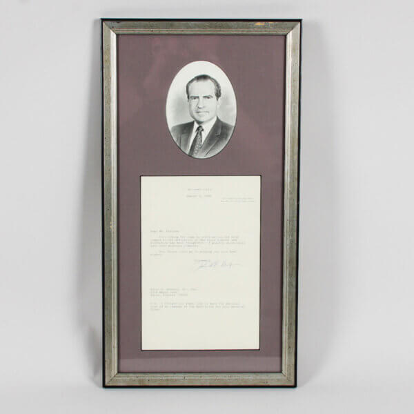 President Richard Nixon Signed Letter Display (TLS) - COA JSA