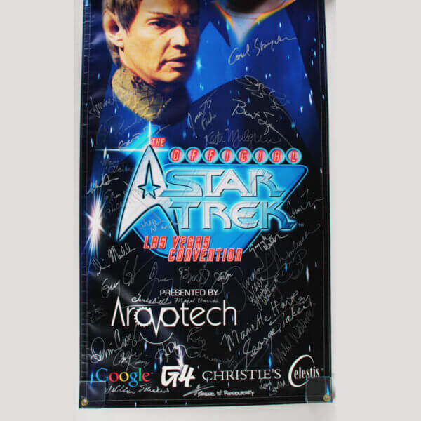 Star Trek Cast Signed Banner (30+ Signatures) Las Vegas Convention - COA JSA