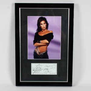 Cher Signed Check Photo Display - COA JSA