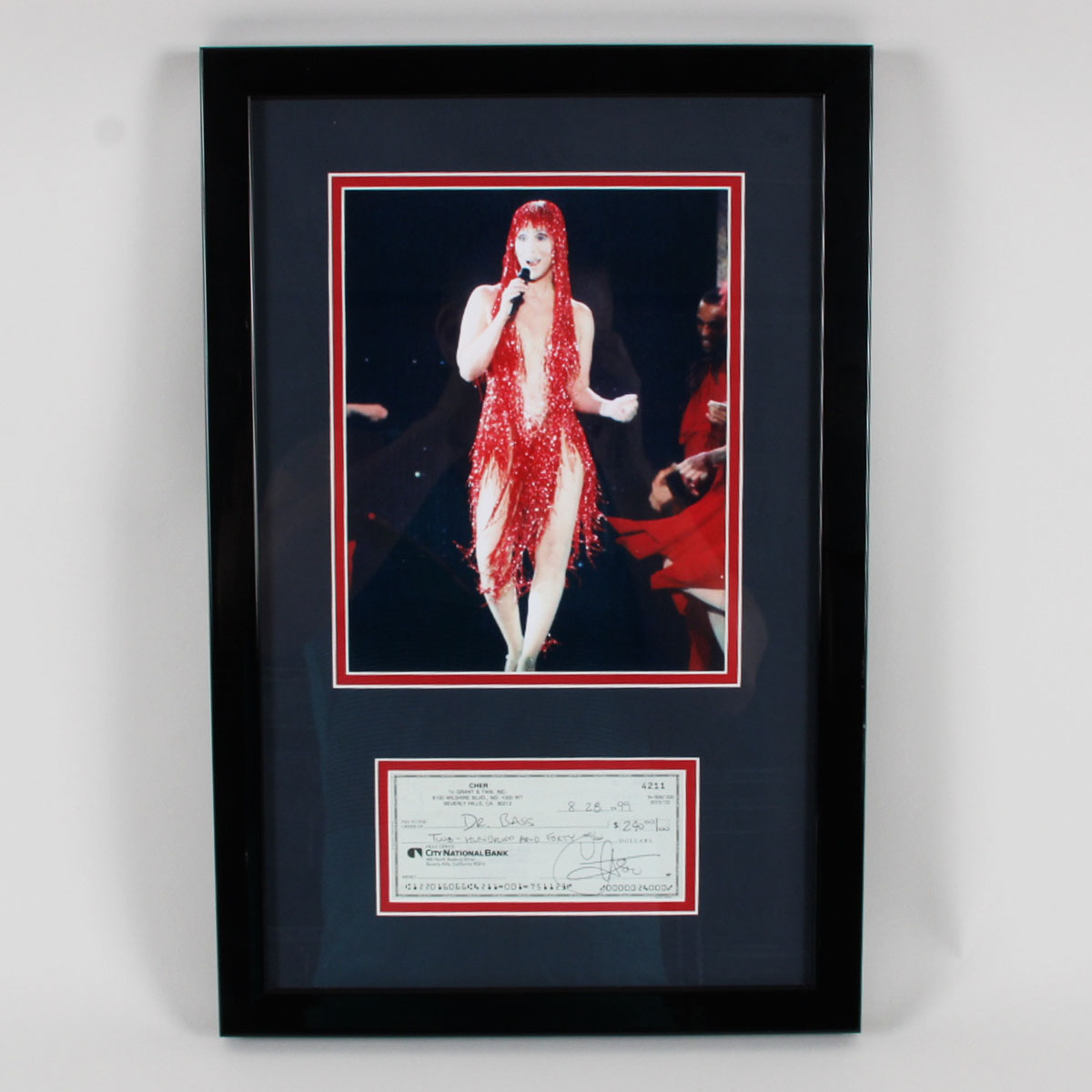 Cher Signed Check Display - COA JSA