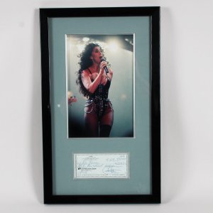 Cher Signed Check Photo Display - COA JSA