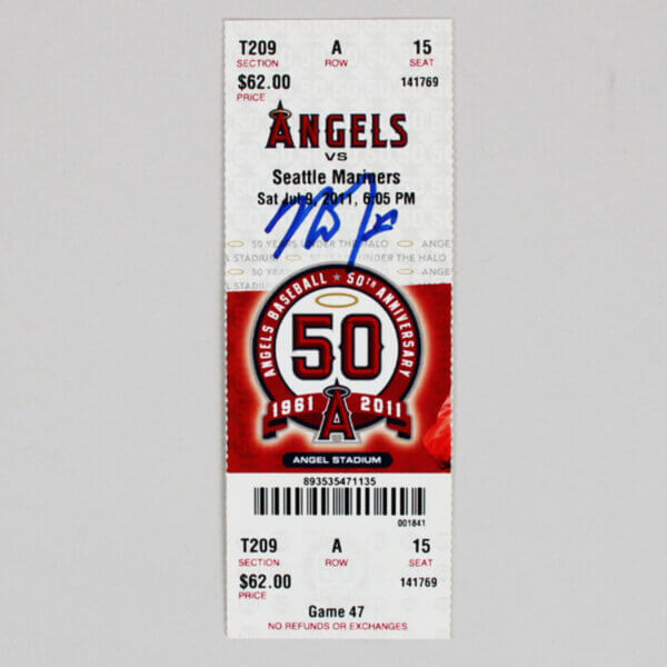 Mike Trout Signed Ticket Angels 1st Major League Hit - COA MLB