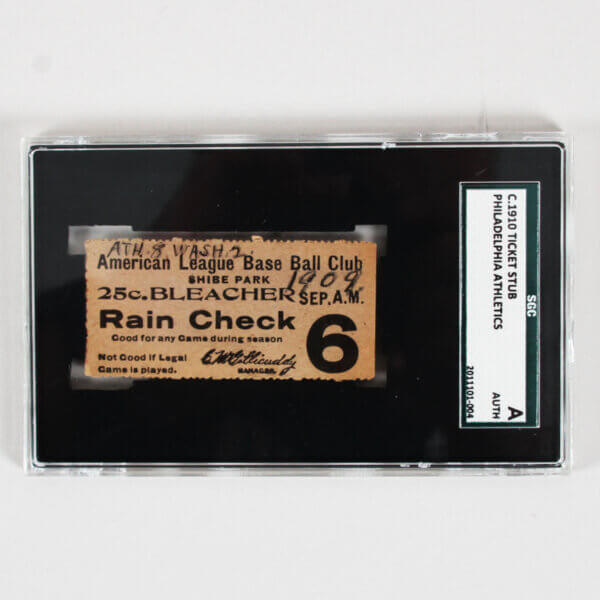 1910 Philadelphia Athletics Graded Ticket Stub- SGC Authentic