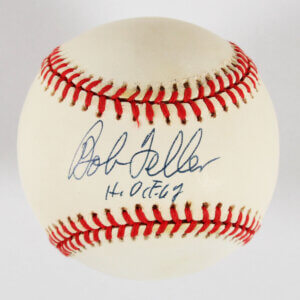 Bob Feller Signed Baseball Indians "HOF '67" - COA JSA