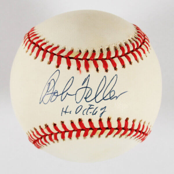 Bob Feller Signed Baseball Indians "HOF '67" - COA JSA