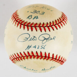 Pete Rose Signed Baseball Reds Multi-Inscribed - COA JSA
