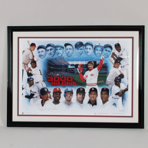 3000 Hit Club Signed Lithograph Pete Rose, Willie Mays, Hank Aaron, etc. - COA
