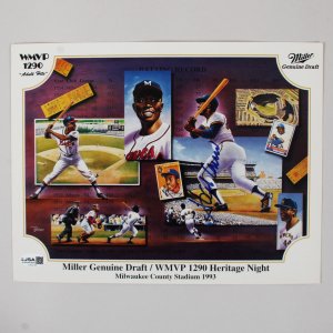 Hank Aaron Signed Photo Card 8x10 Braves - COA JSA