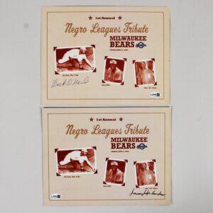 James Jake Sanders & Buck O'Neil Signed Photo Cards (2) 8x10 - COA JSA