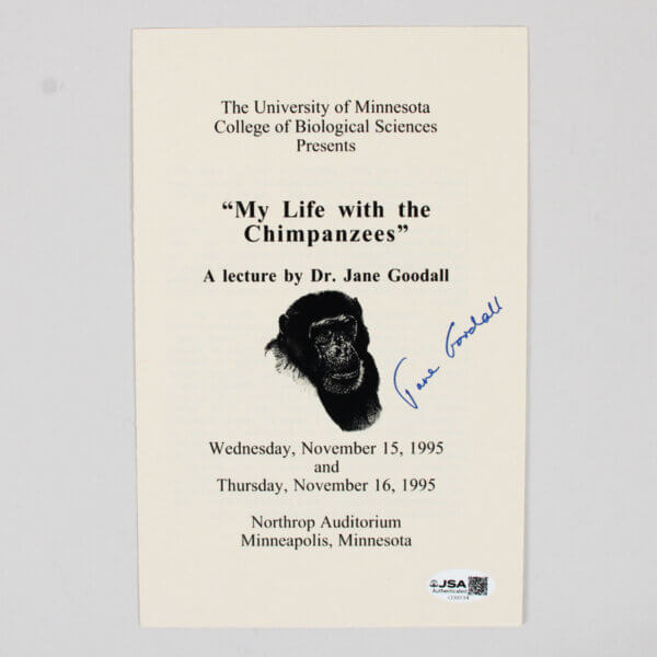 Jane Goodall Signed Program - COA JSA