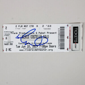 Elvis Costello Signed Ticket - COA JSA