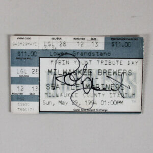 MAY 29, 1994 BREWERS RETIRE ROBIN YOUNT’S JERSEY #19 MLB TICKET STUB Signed Ticket - COA JSA
