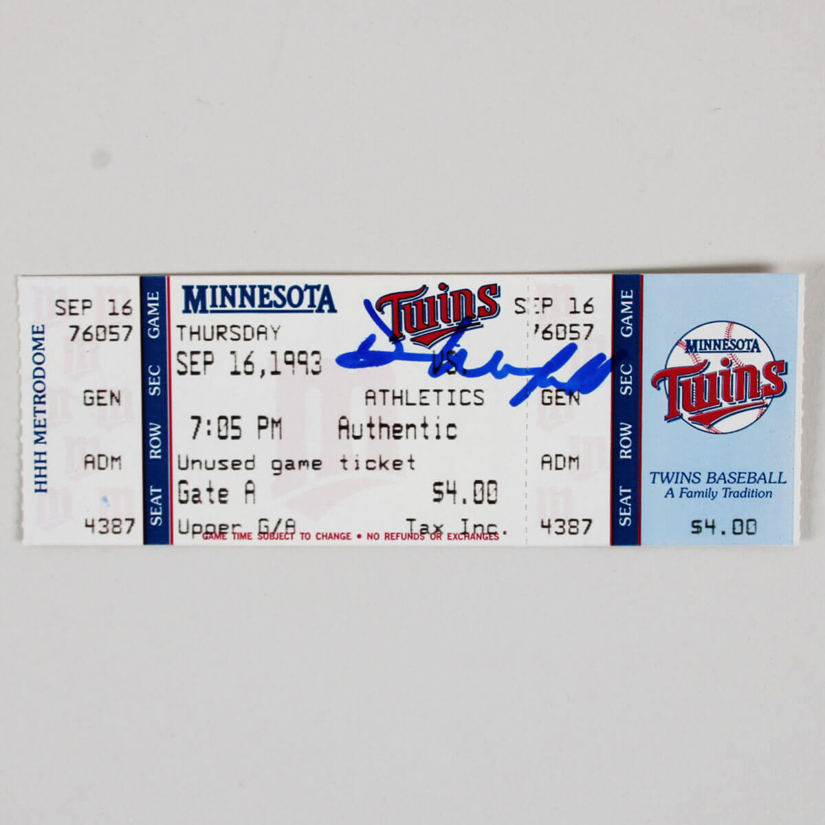 Dave Winfield Signed Ticket 3000th Hit Twins - COA JSA