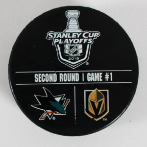2018 NHL Stanley Cup Second Round Game 1 Game Used Warm Up Puck - COA MeiGrayGroup Hologram