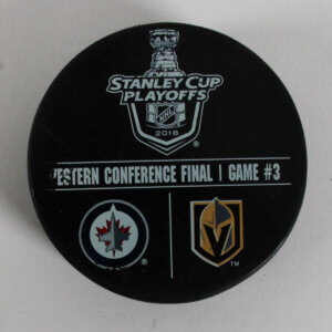 2018 Stanley Cups Playoffs Golden Knights vs. Jets Game Used Warm Up Puck Western Conf. Final - COA MeiGrayGroup Hologram