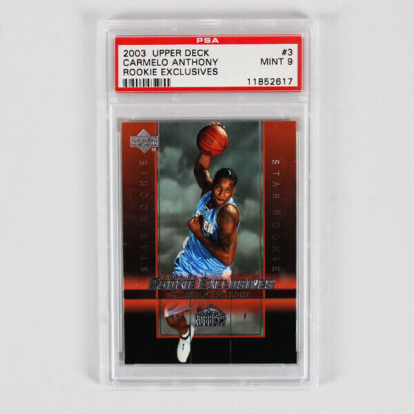 2003 Upper Deck Carmelo Anthony Graded RC Card #3 Rookie Exclusives - PSA 9