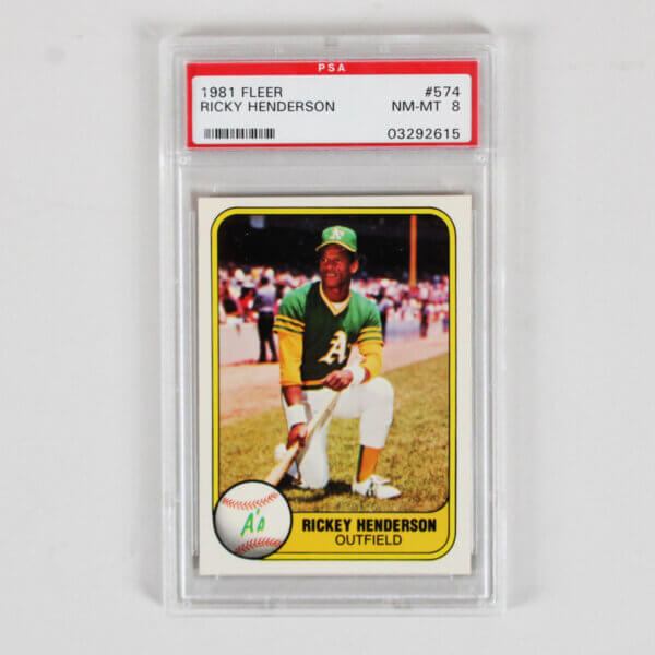 1981 Fleer Rickey Henderson Graded Card #574 - PSA 8