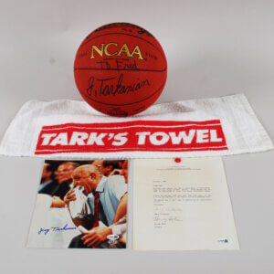 Jerry Tarkanian Signed Basketball Lot with Tark's Towels, Autographed Photo & 1990 Letter  UNLV Rebels - COA JSA