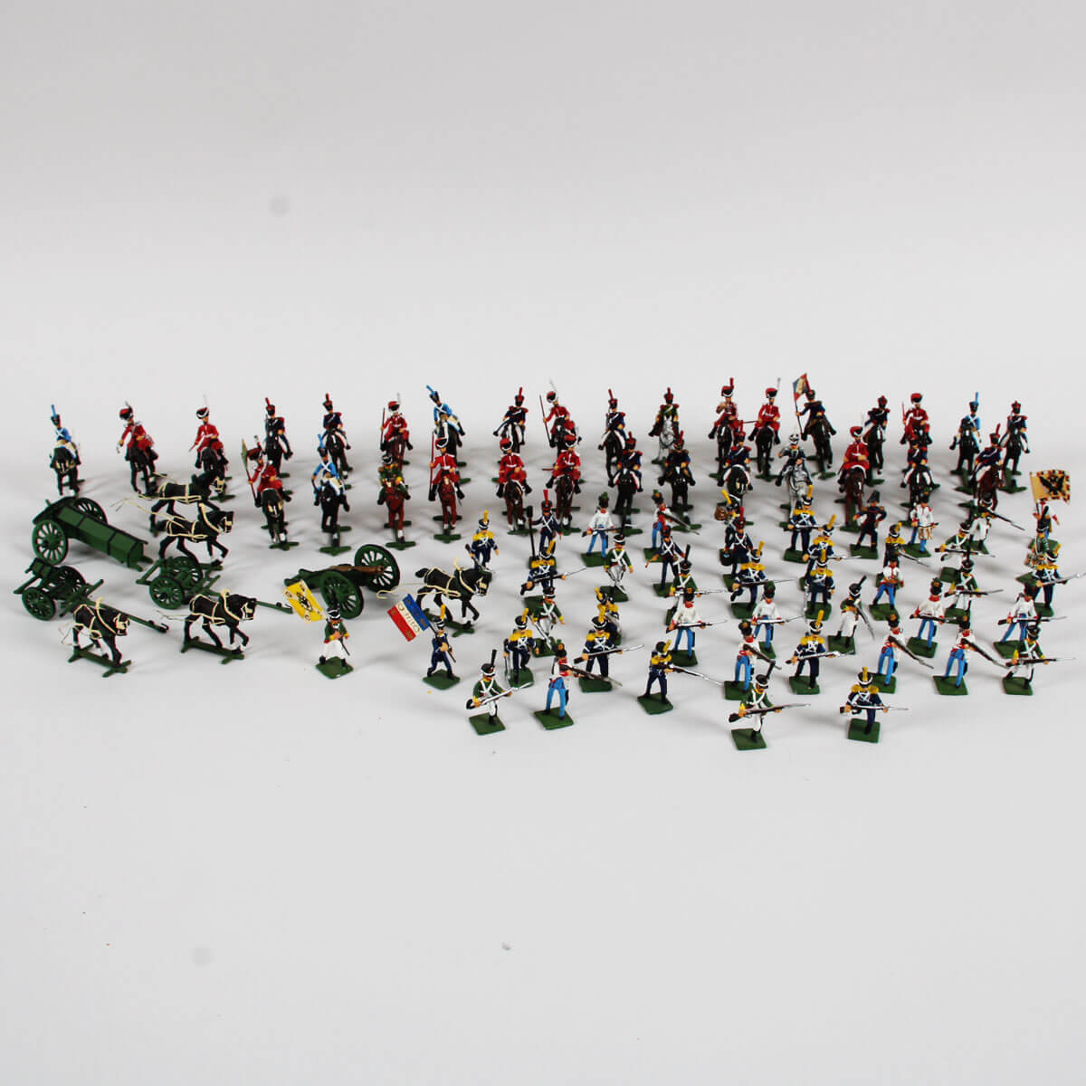 Hand Painted Metal Army Set Made in Spain Toy Soldiers Horses Cannons (70+)