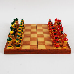 Russian Chess Set Wooden Nesting Doll