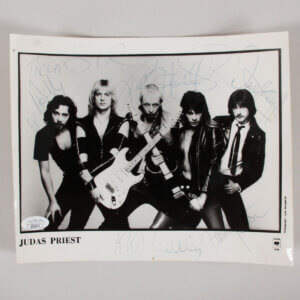 Judas Priest Signed Photo 8x10 1981 UK Tour Promo (5) Sigs. Rob Halford etc. - COA JSA