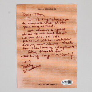 Sally Struthers All in The Family Signed Personalized Letter - COA JSA