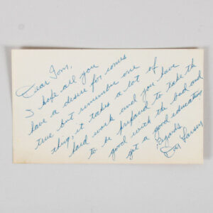 Don Larsen Signed Hand Written Index Card Yankees - COA JSA