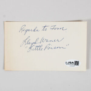 Lloyd Waner Signed Index Card Pirates - COA JSA