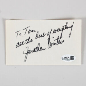 Jonathan Winters Signed Index Card - COA JSA