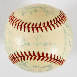 1956 Indians Team Signed Baseball (30 Signatures) Al Lopez, Bob Feller, etc. - COA JSA