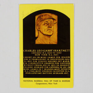 Gabby Hartnett Signed Postcard Cubs Yellow Hall of Fame Plaque Card - COA JSA
