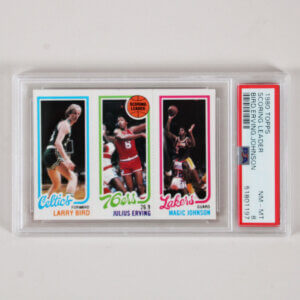 1980-81 Topps Rookie Card Magic Johnson, Larry Bird, Julius Erving PSA 8 Nr/Mt-Mt