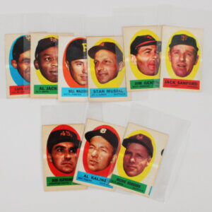 1963 Topps Baseball Peel Off Sticker Insert Lot of 9 Tan Blank Backs Musial, Kaline, etc