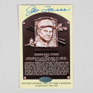 JOE TORRE SIGNED 2024 NATIONAL BASEBALL HALL OF FAME PLAQUE POSTCARD W/ Steiner COA