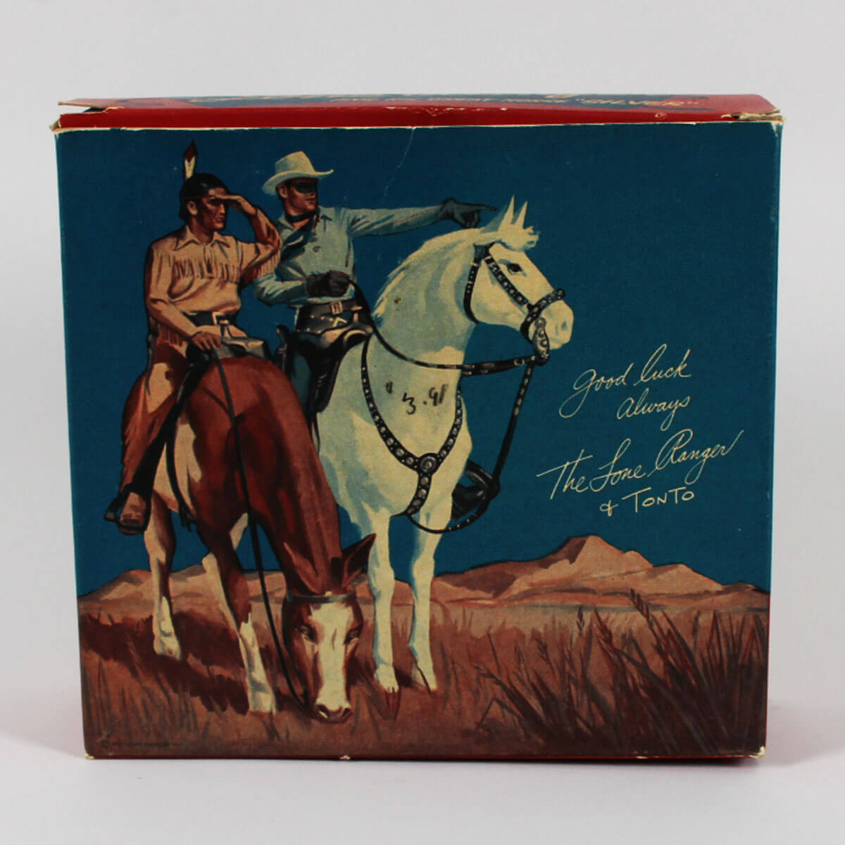 1950'S VINTAGE HARTLAND LONE RANGER SEMI REARING HORSE RIDER SET IN ORIGINAL BOX