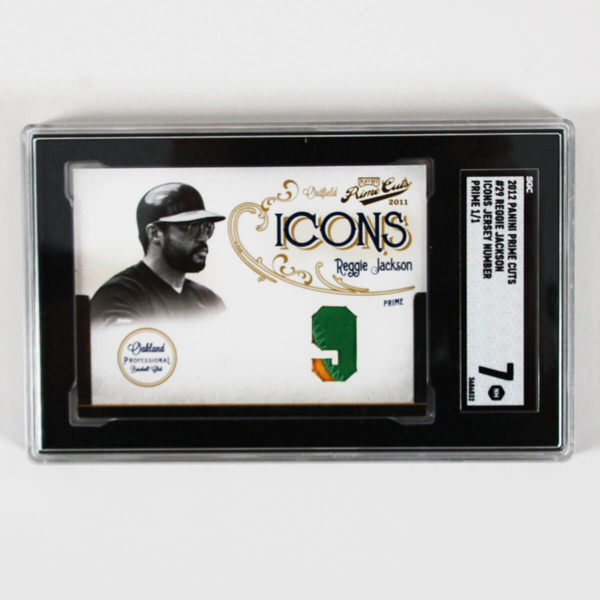 2012 Panini Prime Cuts Reggie Jackson Graded Card Icons Jersey Prime Number #29 SGC 7 1/1
