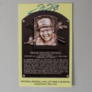 Frank Thomas Signed Gold HOF Plaque Postcard Yellow Chicago White Sox Baseball COA MLB Services