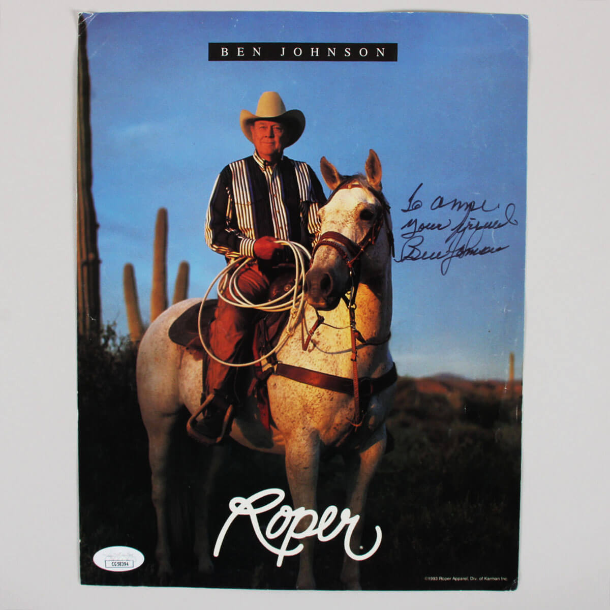 Ben Johnson Signed Magazine Page - COA JSA