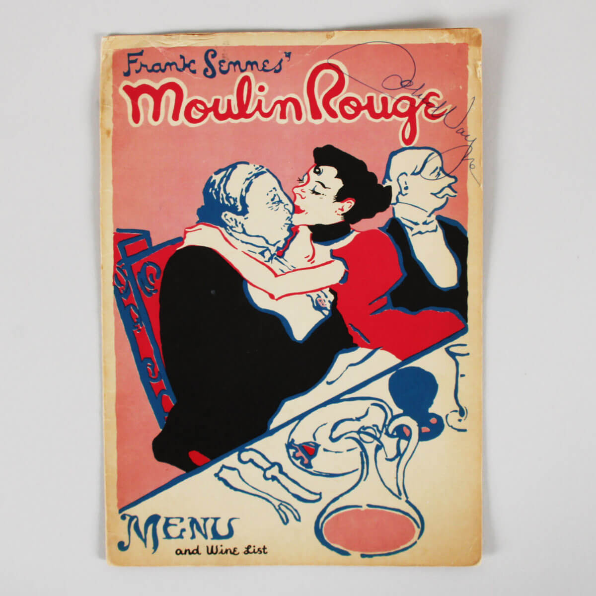 John Wayne Signed Menu Moulin Rouge August 14, 1954 COA JSA LOA