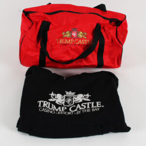 Trump Castle Casino Resort Hoodie Sweatshirt Black M & Red Duffle Travel Logo Bag