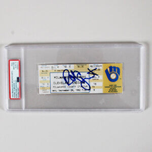 Robin Yount Signed Full ticket 3000th Hit 1992 BREWERS PSA 9 AUTO 10 HOFer GEM MINT