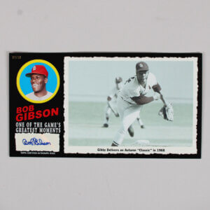 Bob Gibson Signed 2013 Topps Archives Baseball 1971 Greatest Moments Autographs Box Loader Topper Card 7/10