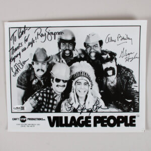 Village People signed autographs 8x10 B&W Photo JSA COA